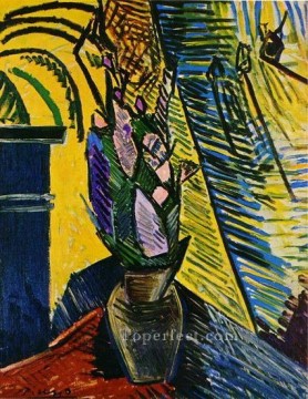  1907 obras - Fleurs sur une table 1907 Cubismo